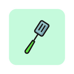 Poster - Spatula line icon. Utensil, grilling, frying. Cooking concept. Vector illustration can be used for topics like culinary, kitchenware, household tools