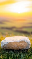 Poster - Stone Platform in a Meadow at Sunset.