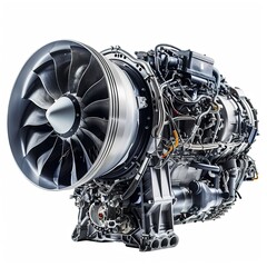 Wall Mural - Aircraft Engine Isolated on Transparent or White 