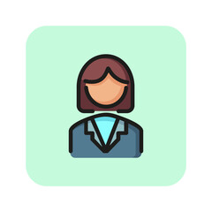 Fototapete - Woman employee line icon. Woman, hairstyle, costume. Gender concept. Vector illustration can be used for topics like communication, gender identification, sociality