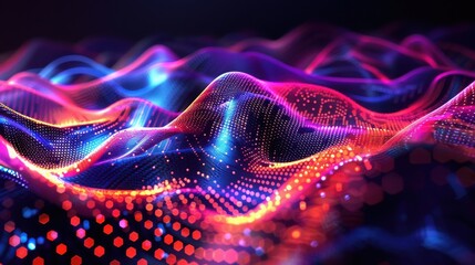 digital neon wave lines on black background