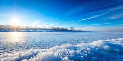 Canvas Print - Ice-coated surface under a light blue sky backdrop, creating a serene winter scene