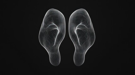 Poster - A pair of human ears are shown in a digital wireframe rendering on a black background.