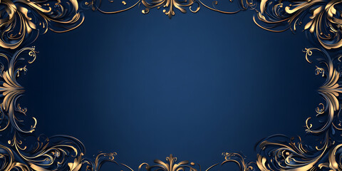 Wall Mural - dark blue luxury background with gold patterns. elegant gold jewelry. vintage background