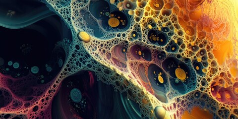 Poster - Colorful abstract fractal geometry in a 3D rendering