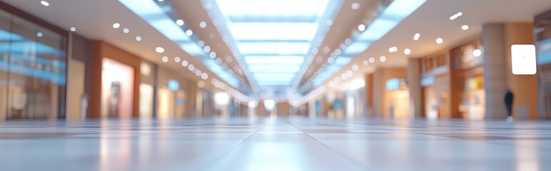 Poster - 3D rendering of a blurred background featuring an interior space resembling a shopping mall or office