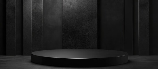Poster - 3D rendering of a modern black podium background for cream cosmetics