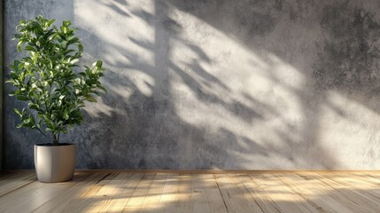 Poster - 3D rendering of a cement wall and wooden floor