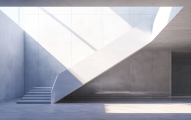 Wall Mural - 3D rendering of stairs located on the first floor of a building complex