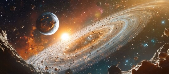 Poster - Cosmic Tapestry The Stellar Frontier depicted in 3D cartoon rendering