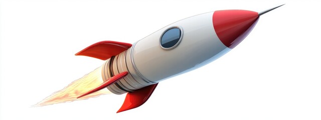 Aufkleber - Isolated on a white background a space rocket in 3D cartoon rendering