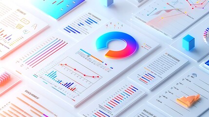 Poster - Colorful graphic chart with data visualization for Business reporting analysis concept.