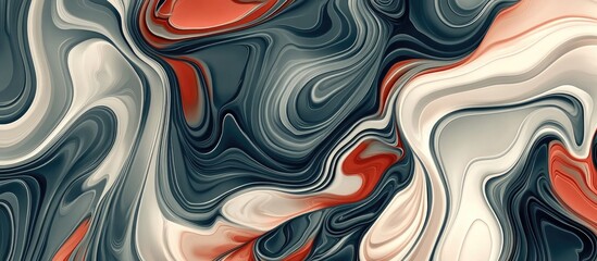Poster - Abstract hand drawn seamless pattern of fluid wavy marble design in a 3D cartoon style resembling batik