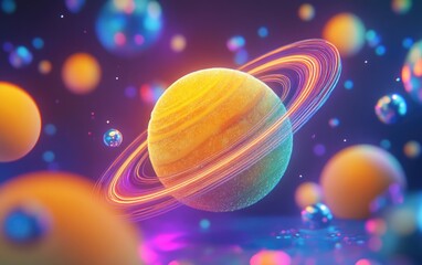 Poster - High resolution artwork features a 3D cartoon rendering of a planet from the solar system