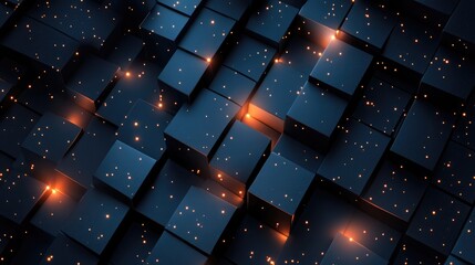 Aufkleber - Abstract background featuring a seamless dark square pattern and a fantasy starry sky rendered in 3D cartoon style