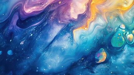 Poster - Abstract watercolor background in a 3D cartoon rendering Colorful texture Oil painting style Fractal art Visionary surreal artwork Mixed media Graphic design Unique pattern