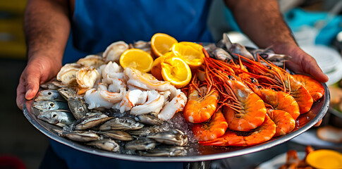 Wall Mural -  Plate full of sea food