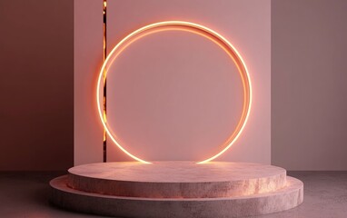 Aufkleber - Minimalistic mock up podium featuring concrete and rose gold materials designed for product presentation in a 3D illustration