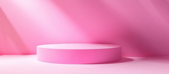 Poster - Minimalist abstract scene featuring a pink color design for a cosmetic or product display pedestal rendered in 3D
