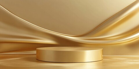 Poster - Gold pedestal mockup abstract podium design concept 3D rendering 3D illustration