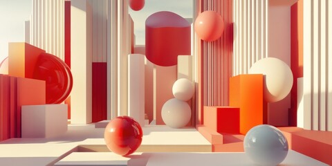 Poster - Stunning backdrop featuring geometric shapes 3D illustration 3D rendering