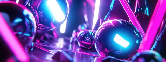 Leinwandbilder - Abstract background featuring various elements created through 3D illustration and rendering