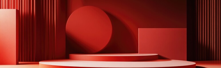 Poster - Abstract 3D rendering mock up display for product showcasing minimalist design concept geometric backdrop product presentation
