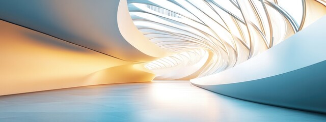 Aufkleber - Abstract architecture background featuring a curved interior in a 3D render