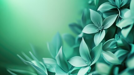 Poster - Abstract green background featuring a floral concept design for product 3D visualization
