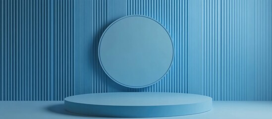 Poster - Product presentation podium mock up with a blue background 3D render and illustration