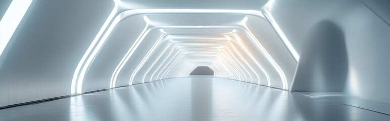 Aufkleber - Futuristic architectural background featuring an empty geometric tunnel in 3D rendering
