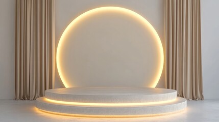 Poster - Round podium for award ceremony isolated 3D render illustration on white background