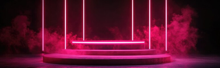 Poster - Neon podium for 3D rendering during a promotional week