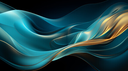 Wall Mural - Abstract blue and gold waved shapes background