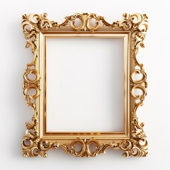 Poster - Gold frame on white background isolated on white 