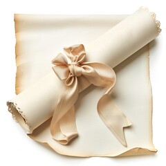 Canvas Print - Bow knot on a scrolled paper isolated on white 