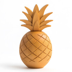 Pineapple wooden kid toy isolated on white background	