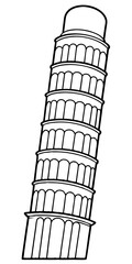 leaning tower of pisa black and white vector silhouette design set - italian landmark monochrome outline