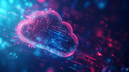 A modern cloud technology background, featuring an integrated digital web concept with interconnected elements and a sleek, futuristic design.