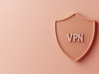 A simple illustration of a VPN shield symbol on a muted background, representing online security and privacy protection.