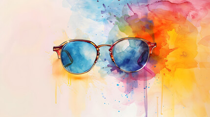 Canvas Print - Sunglasses Summer Watercolor painting style