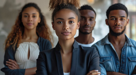 Poster - Diverse millennial business team with crossed arms, confident and collaborative. Generative AI.