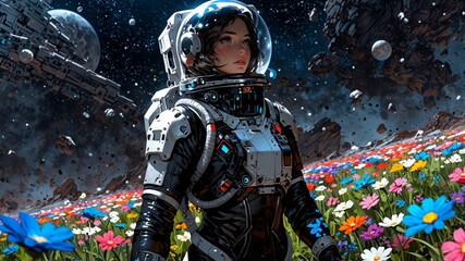 宇宙飛行士の女性,Generative AI AI画像