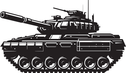 Battle Tank Silhouette vector illustration isolated on a white background military vehicle