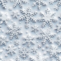 Aufkleber - Seamless pattern of snowflakes in different shapes. Generative AI.