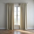 © Ehtisham - Beige curtains framing a window with a view of a green landscape.
