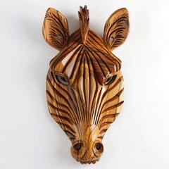 Sticker - African Zebra Wood Mask Carving isolated 