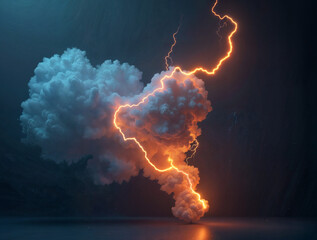 Poster - neon lightning in the clouds. Generative AI