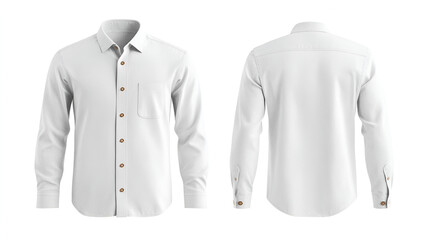 Mockup set of a white wet worn classic mens shirt front and back