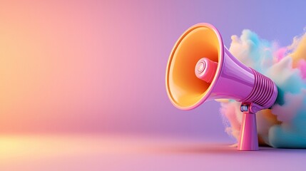 Poster - Pink Megaphone with Colorful Smoke Effect.